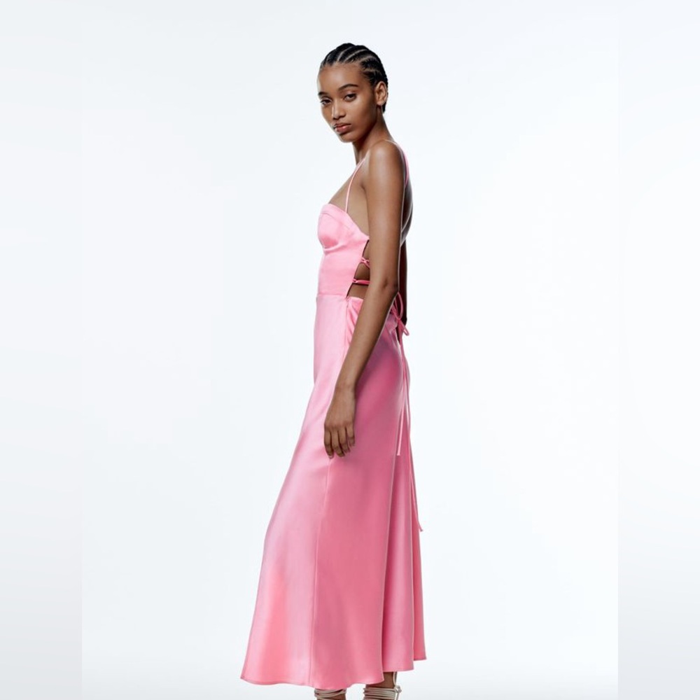 Zara dress satin effect corset party coctail midi dress - Picture 11 of 16